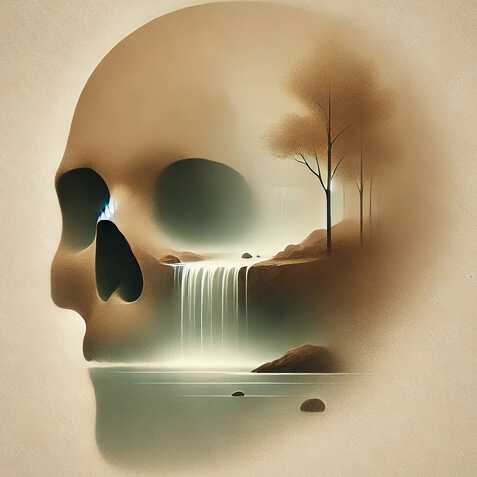 Hybrid Image: Skull (Far) and Waterfall (Close)