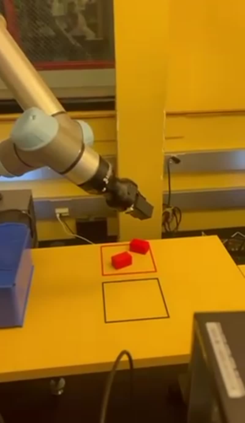Red cubes successfully sorted into the red zone