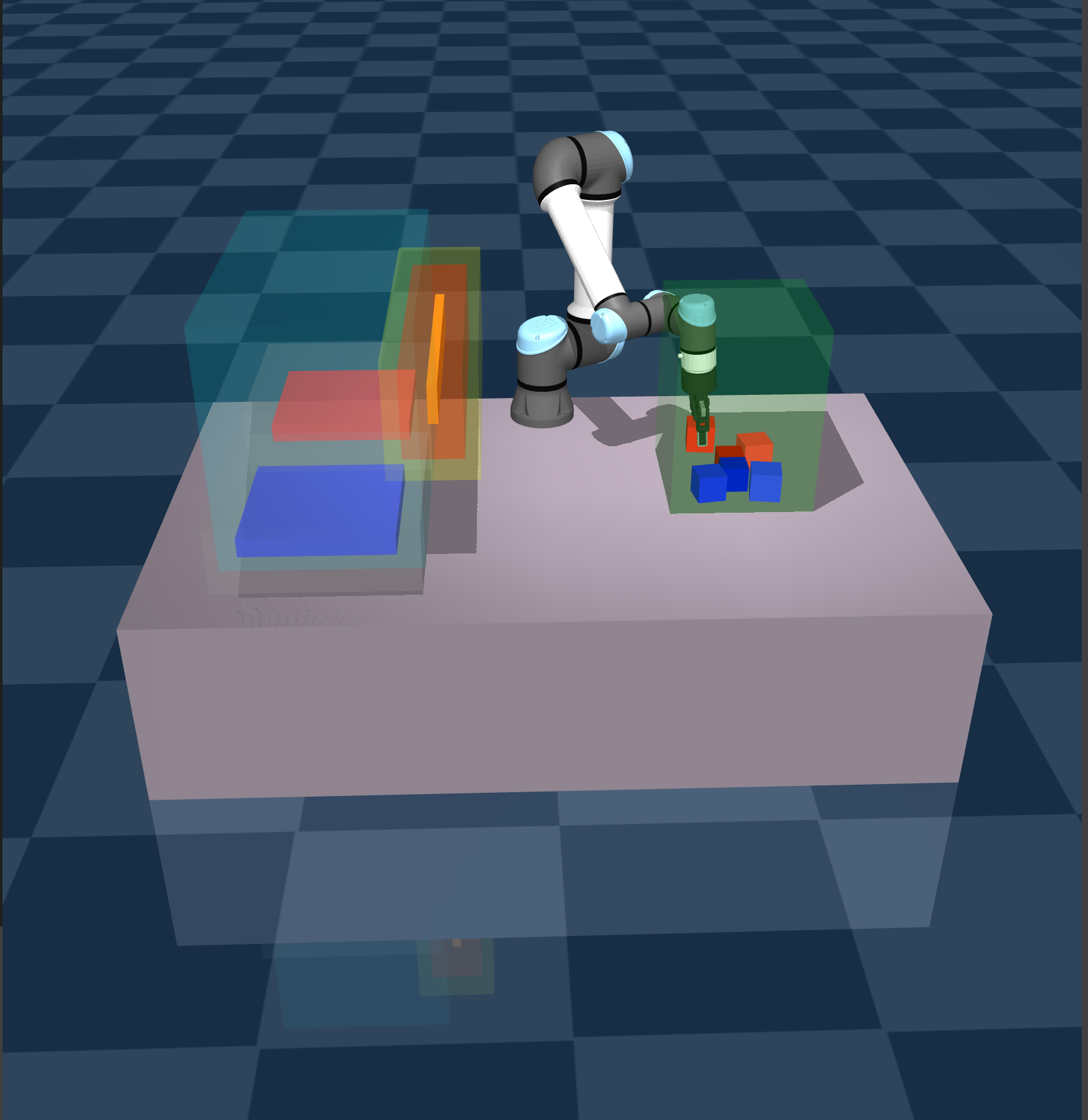 MuJoCo sim — arm grasping cube