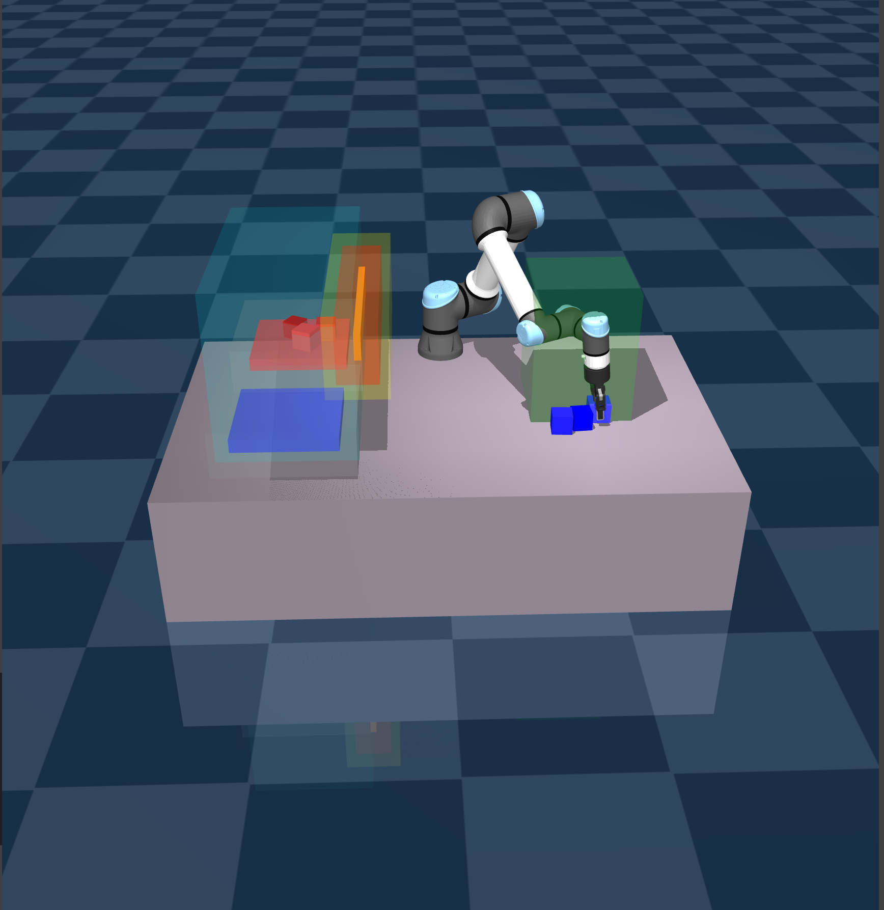 MuJoCo sim — cube placed in drop zone